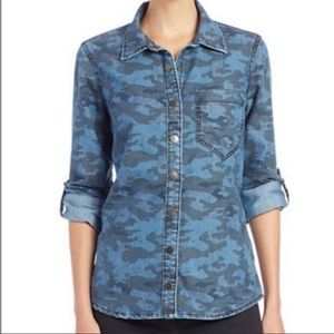 Blanknyc Blue camouflage button up blouse